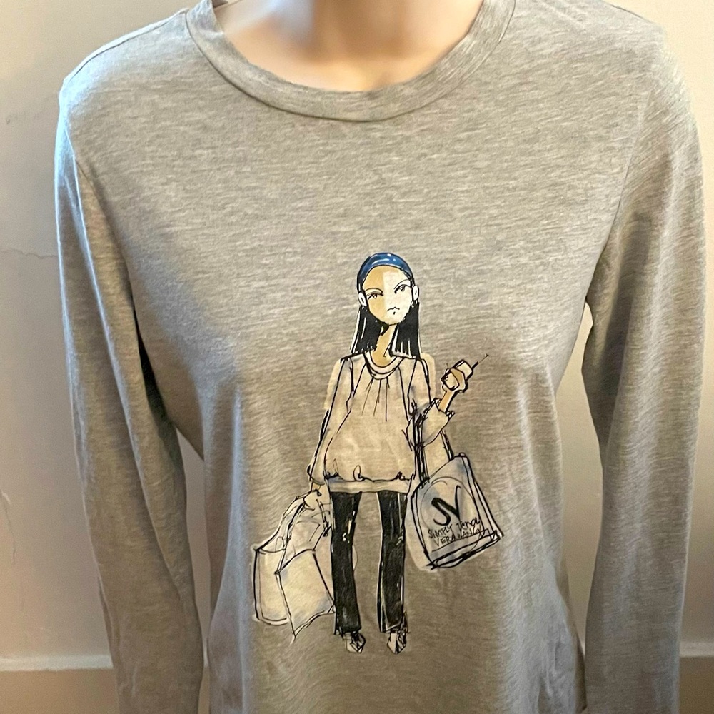 Simply Vera Vera Wang gray graphic supima cotton tee top, size M shopping mall